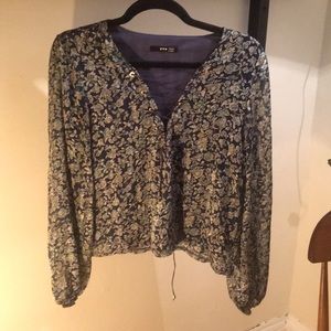 Topshop Brand Flower Print Lace-Up Blouse Top 4
